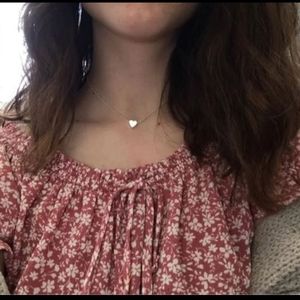 Small heart choker Necklace for women  silver